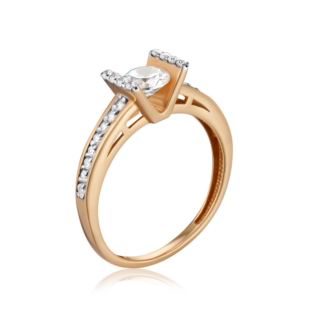 Золота каблучка з фіанітами 13655/01/1/16