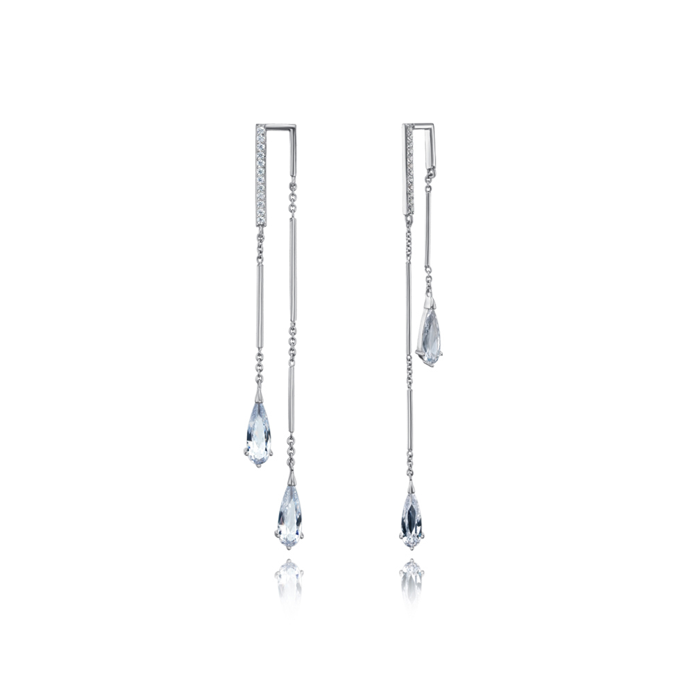 Серебряные серьги-подвески с фианитами. Артикул ME13896A-E/12/1