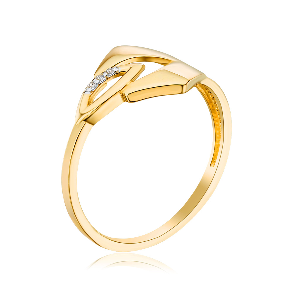 Каблучка з жовтого золота з фіанітами 17060/03/1/1