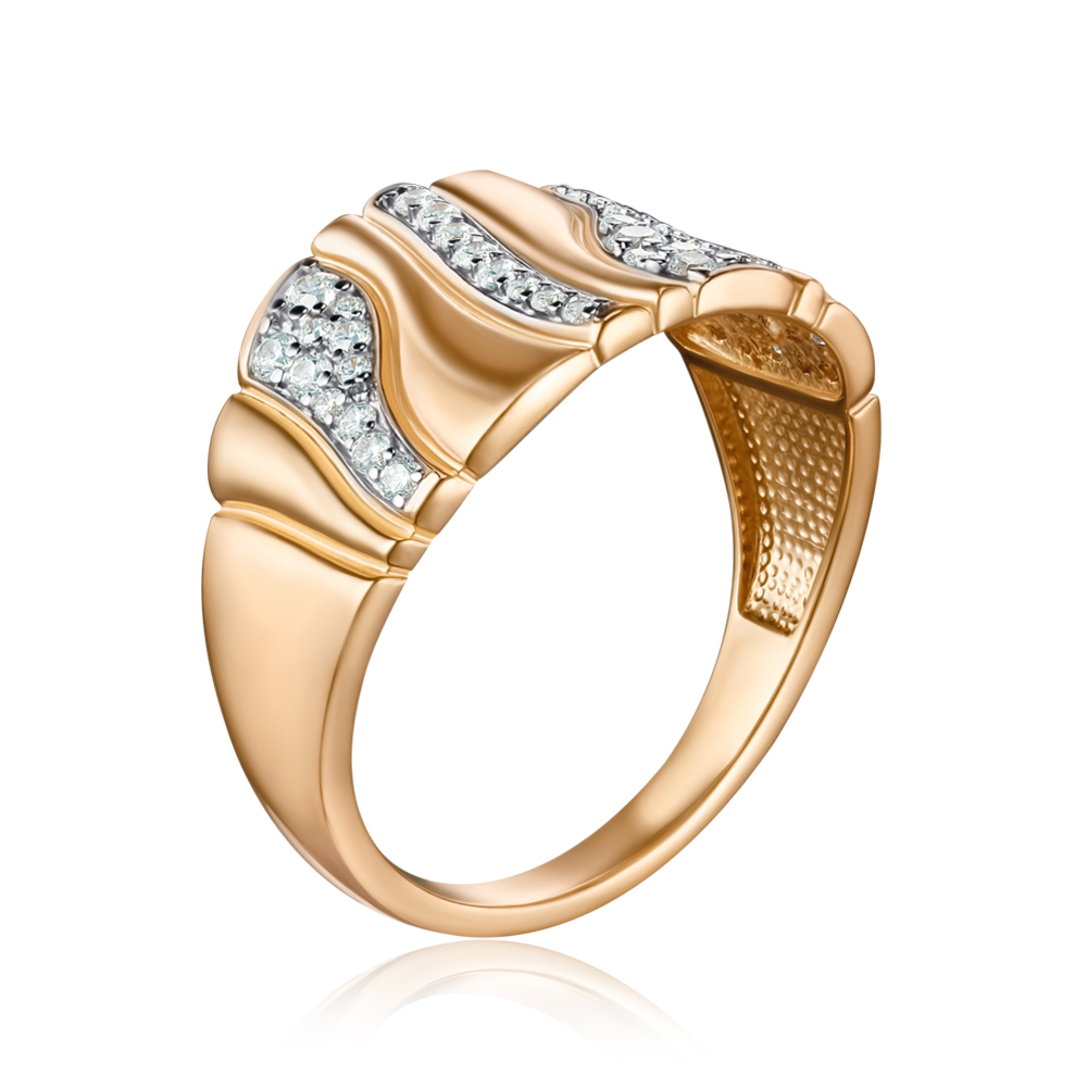 Золота каблучка з фіанітами 17081/01/1/49