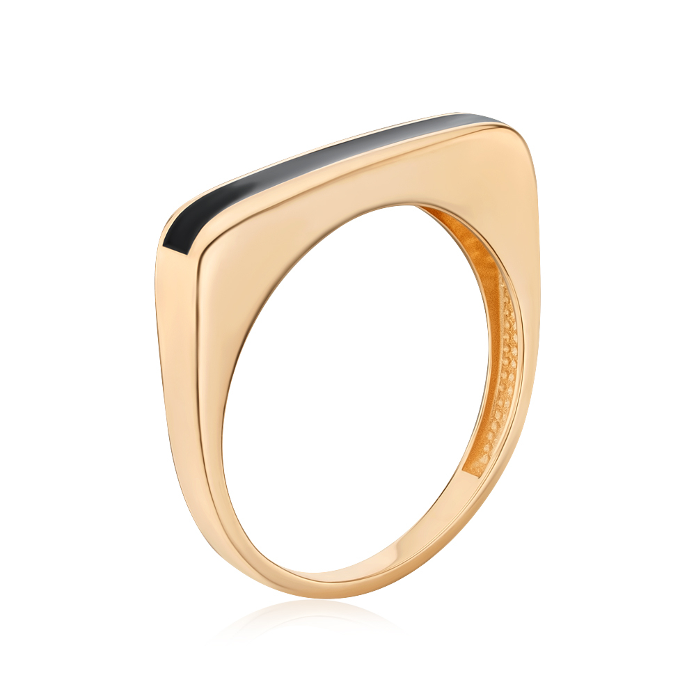 Золота каблучка з чорною емаллю 17221/01/0/389