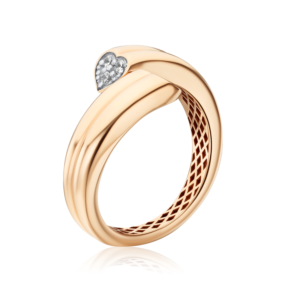 Золотое кольцо с черными и белыми фианитами 17249/01/1/121