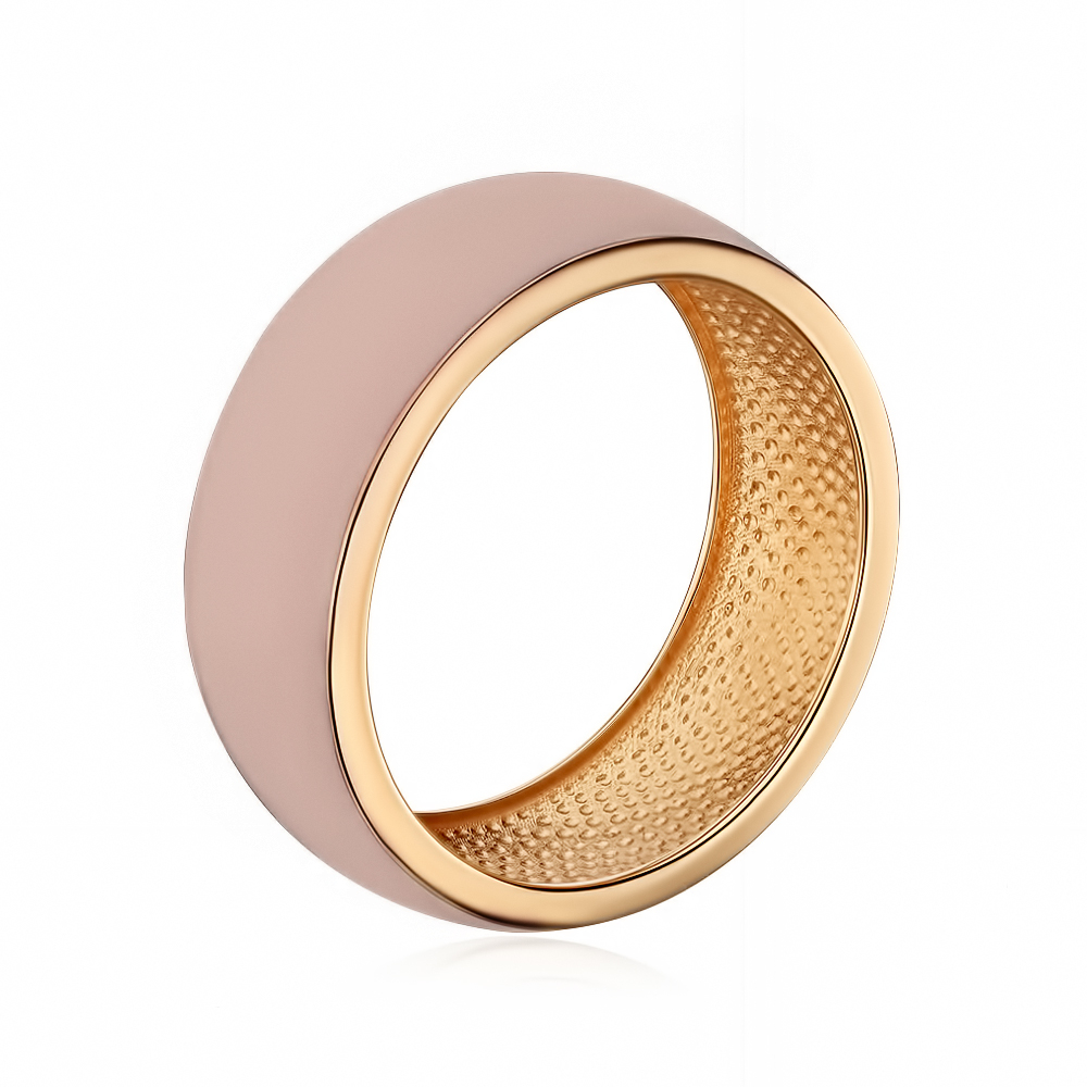 Золота каблучка з бежевою емаллю 17259/01/0/21539