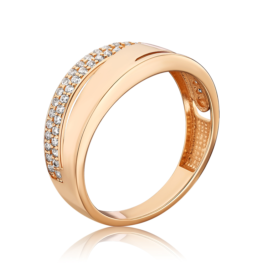Золота каблучка з фіанітами 17264/01/0/1