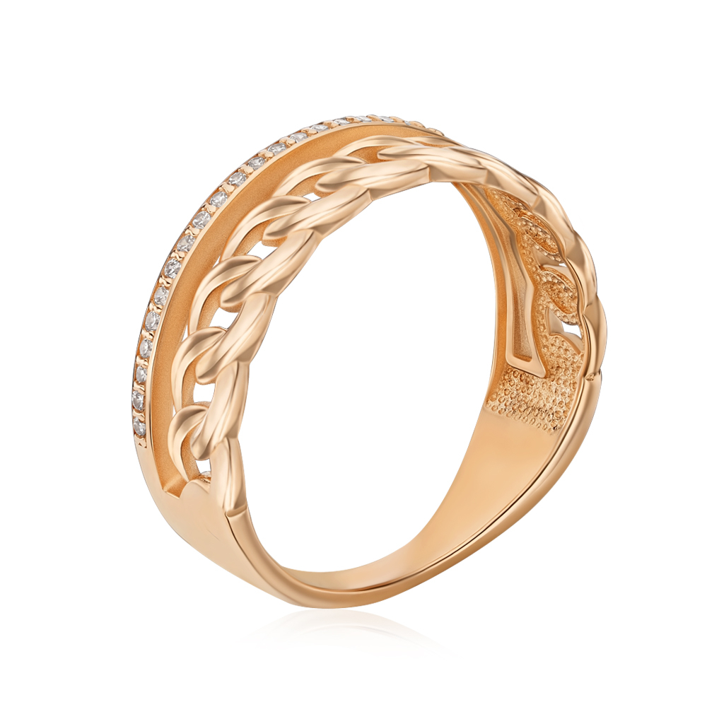 Золота каблучка з фіанітами 17301/01/0/1