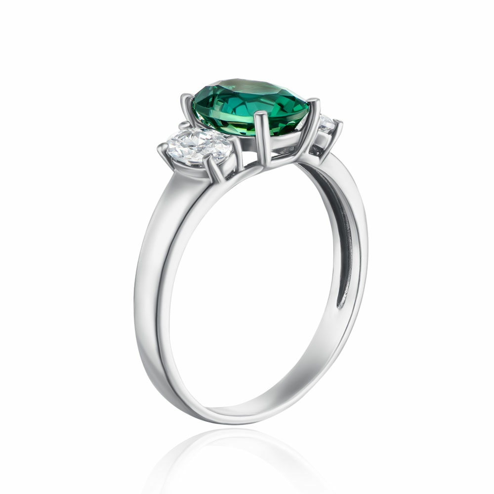 Серебряное кольцо с кварцем и фианитами. Артикул 1738/1р-QGR