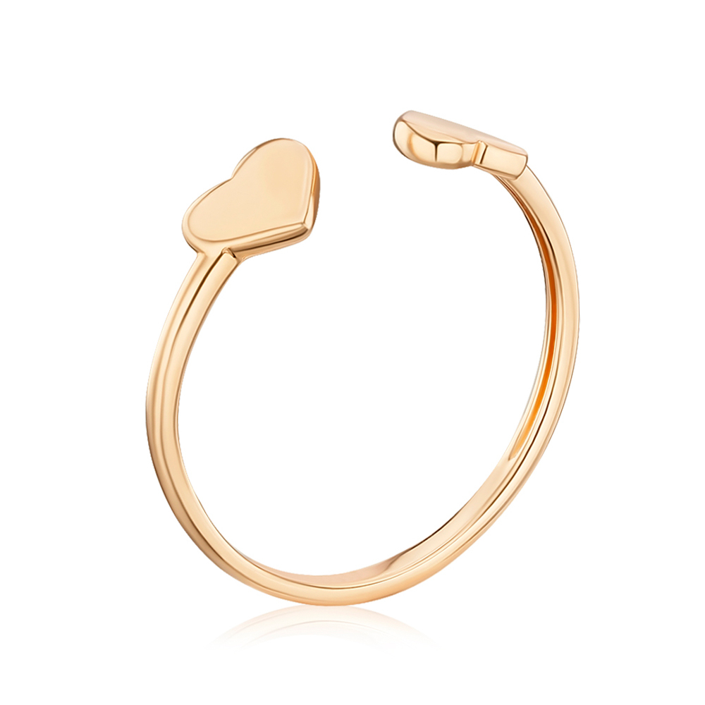 Золотое кольцо Сердечки без вставки 18077/01/0