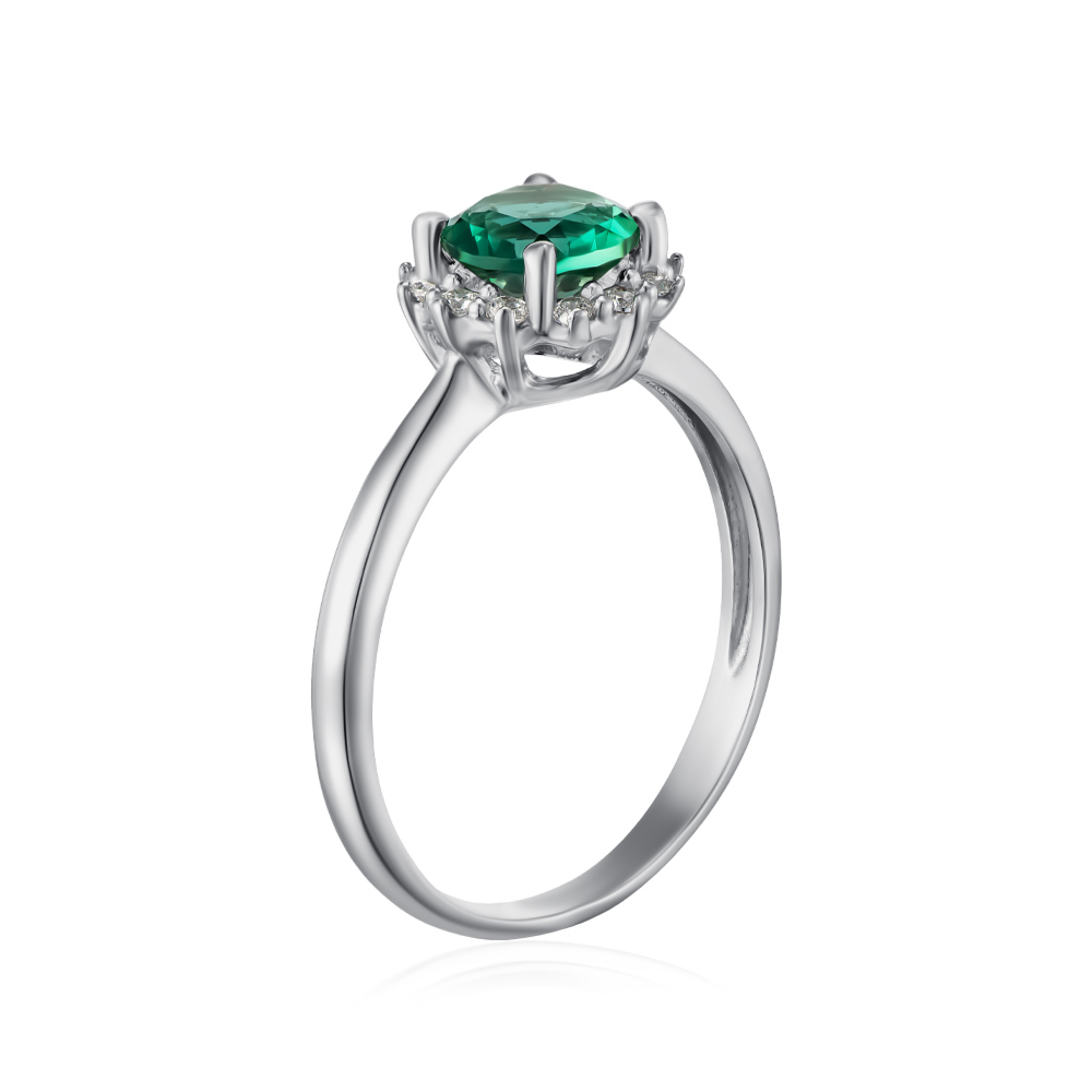Серебряное кольцо с кварцем и фианитами. Артикул 1825/1р-QGR