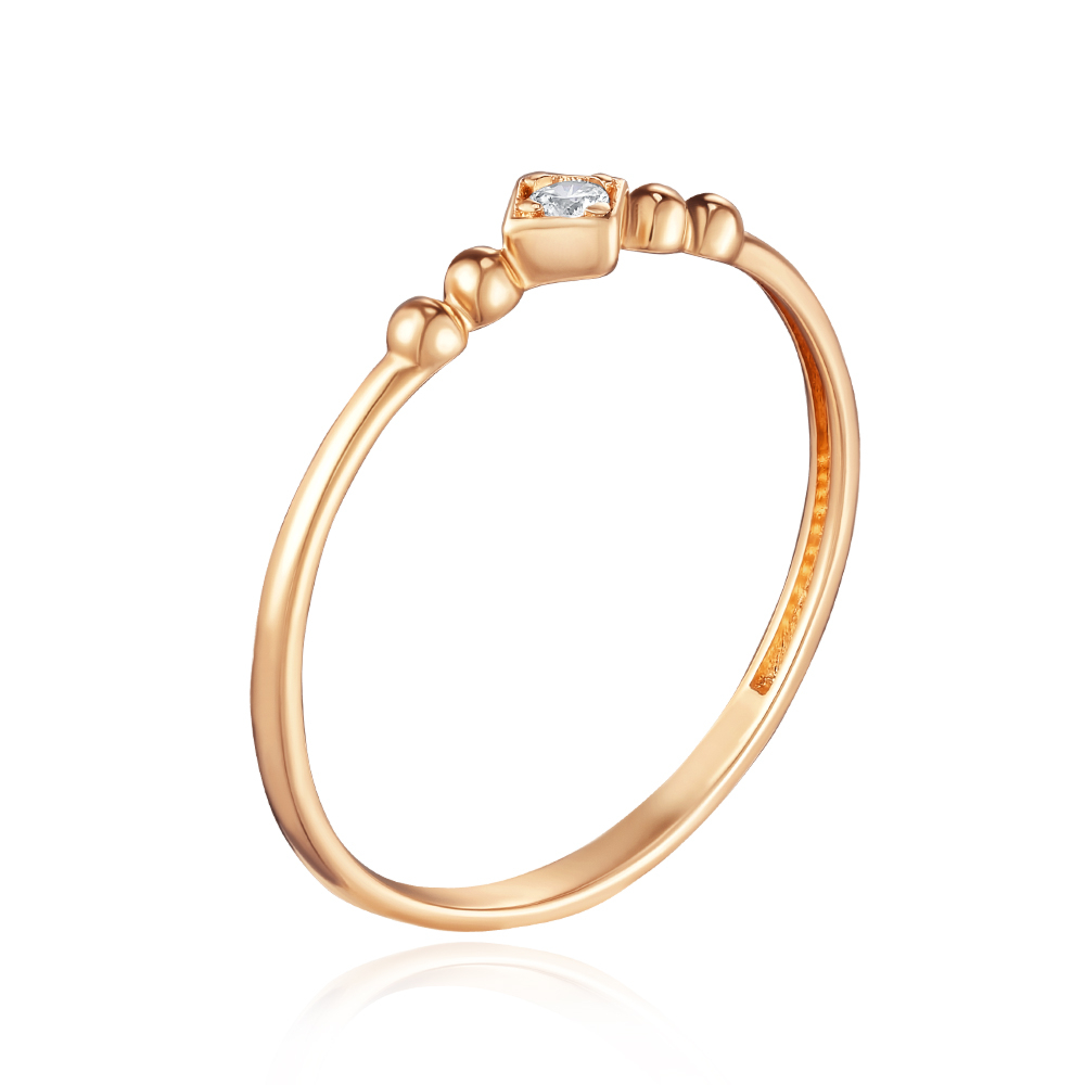 Золотое кольцо с фианитом. Артикул 18324/01/0/17