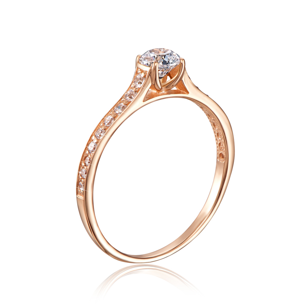 Золотое кольцо с фианитами S​ Zirconia. Артикул 12181/SW