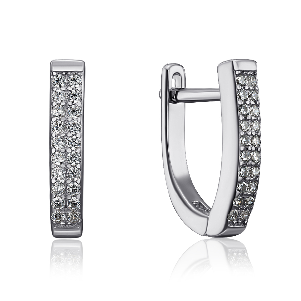 Серебряные серьги с фианитами. Артикул 1EA106777-E/12/1