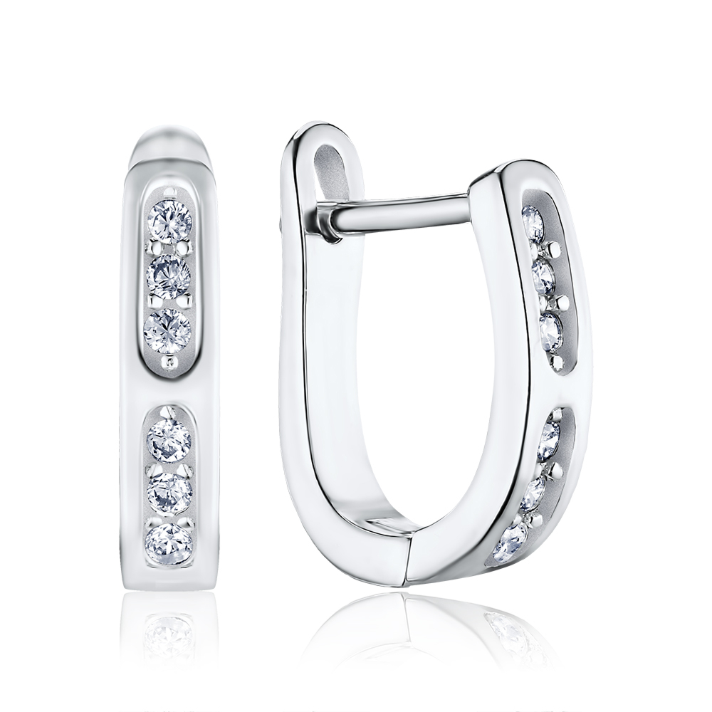 Серебряные серьги с фианитами 1EA106996-E/12/1