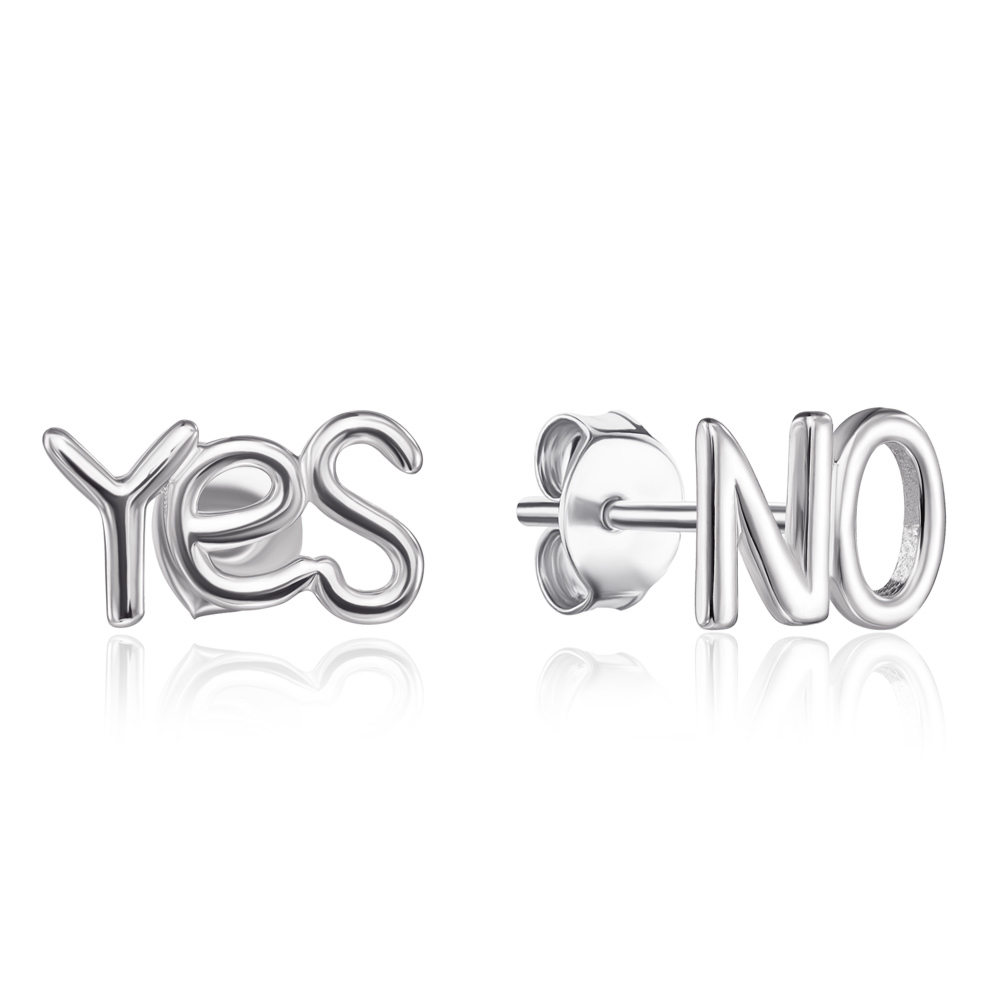 Серебряные пуссеты «Yes No» без вставки. Артикул 1EA82146-E/12