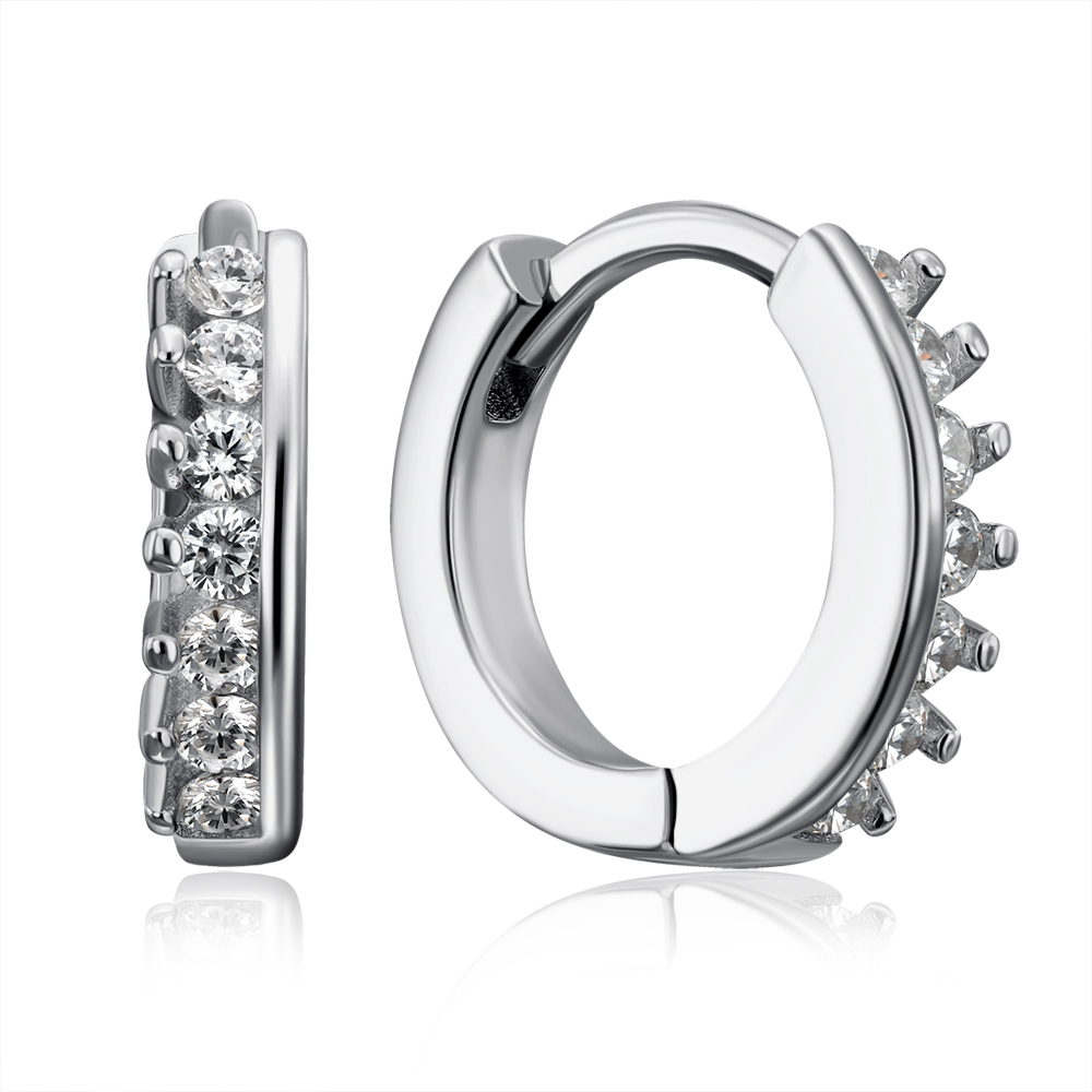 Серебряные серьги-конго с фианитами. Артикул 1EA93401-E/12/1