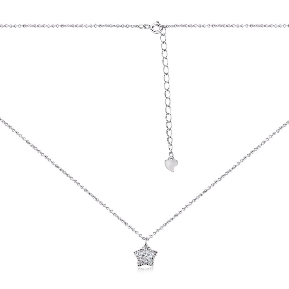 Серебряное колье «Звездочка» с фианитами. Артикул 1NE31360-L/12/1