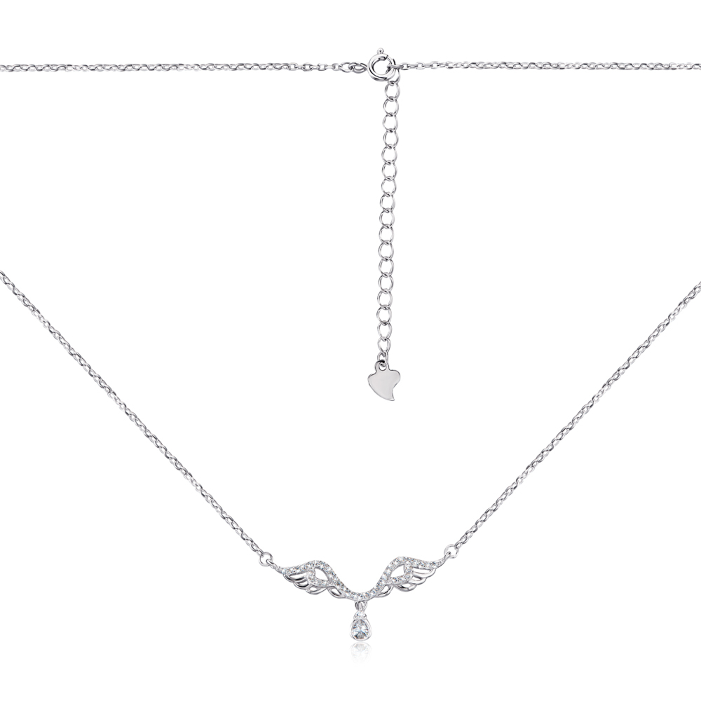 Серебряное колье «Крылья» с фианитами. Артикул 1NE55540-L/12/1