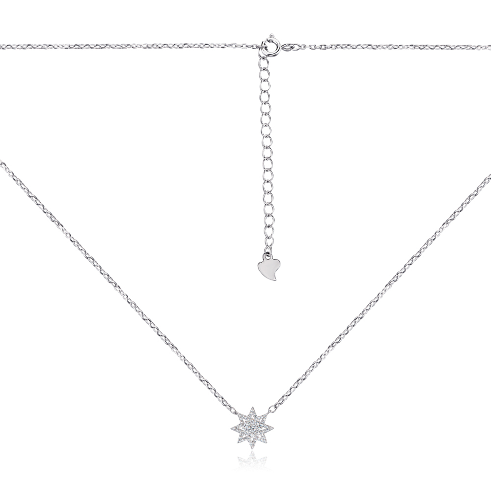 Серебряное колье «Звездочка» с фианитами. Артикул 1NE55641-L/12/1