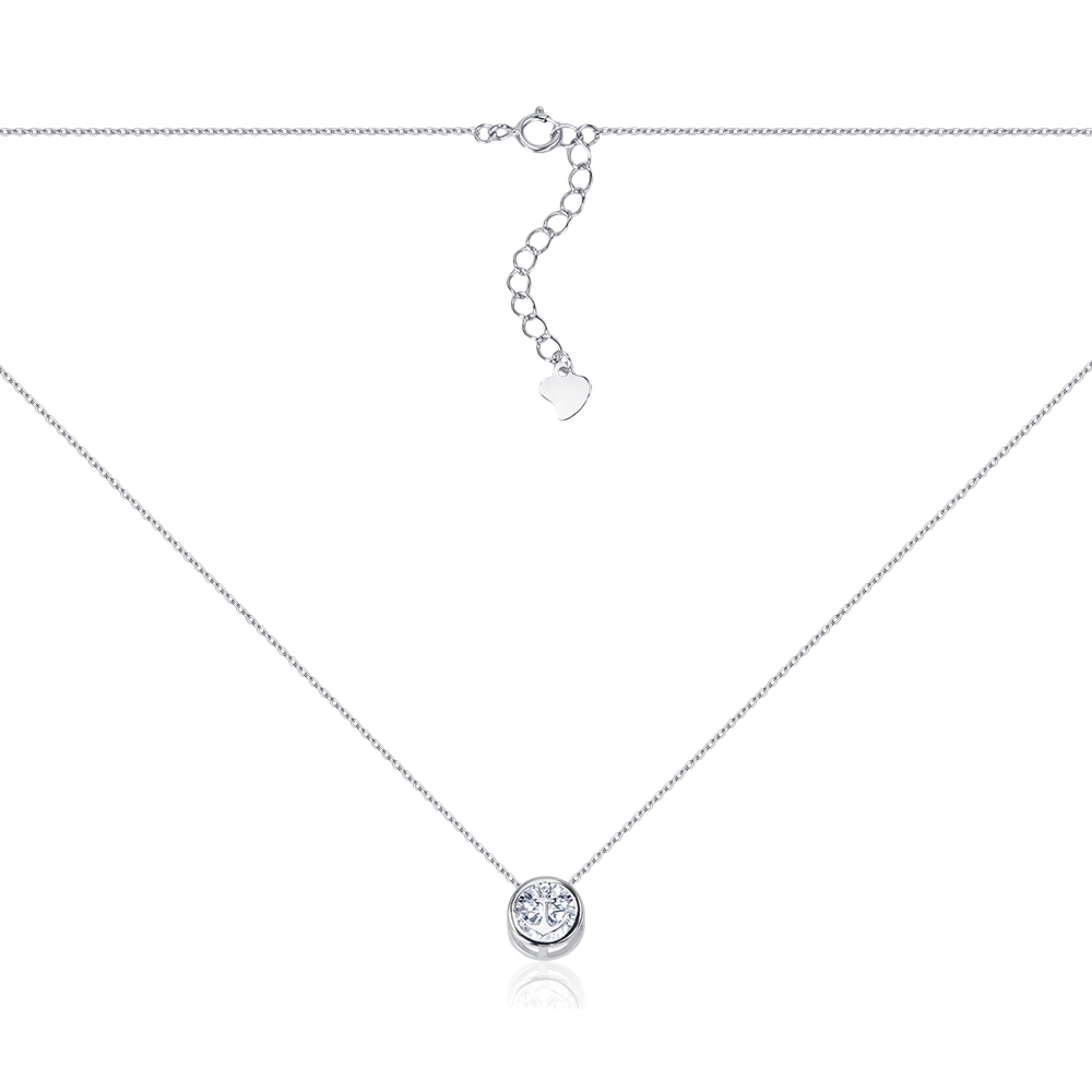 Срібне кольє з фіанітом 1NE57767-1-K/12/1