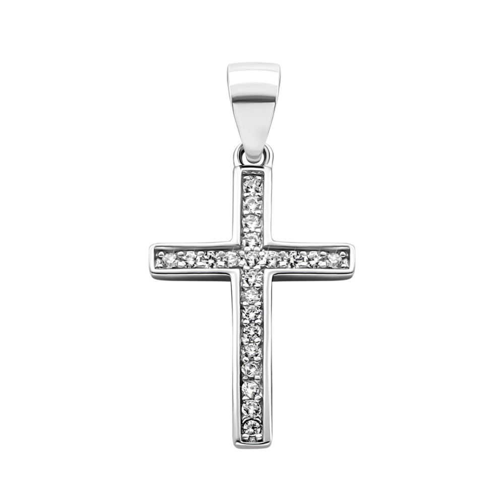 Серебряный крестик с фианитами. Артикул UG51PE64664