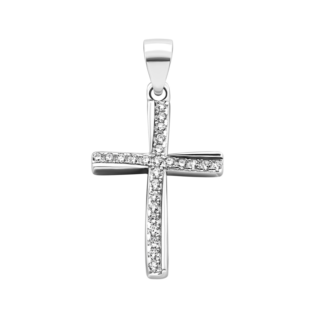Серебряный крестик с фианитами. Артикул UG51PE66685