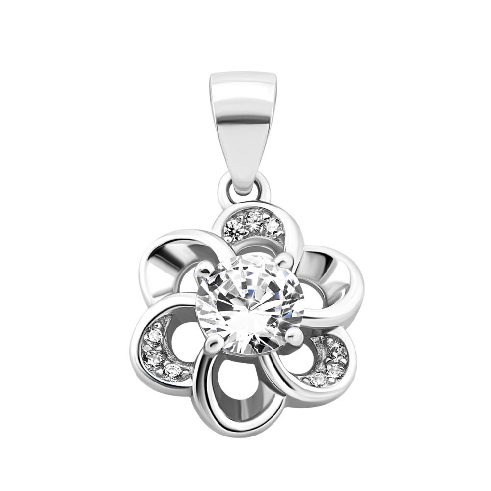 Серебряная подвеска Цветок с фианитами. Артикул UG51PE69449
