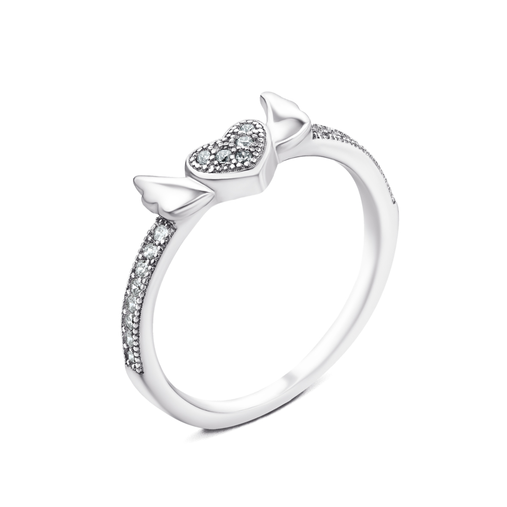 Серебряное кольцо «Сердце» с фианитами. Артикул 1RI36500-R