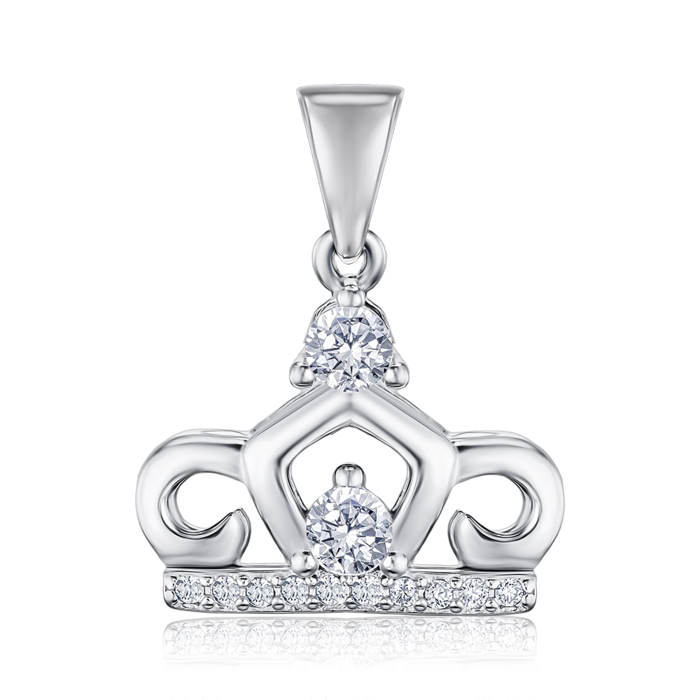 Серебряная подвеска Корона с фианитами 1SE62231-P/12/1