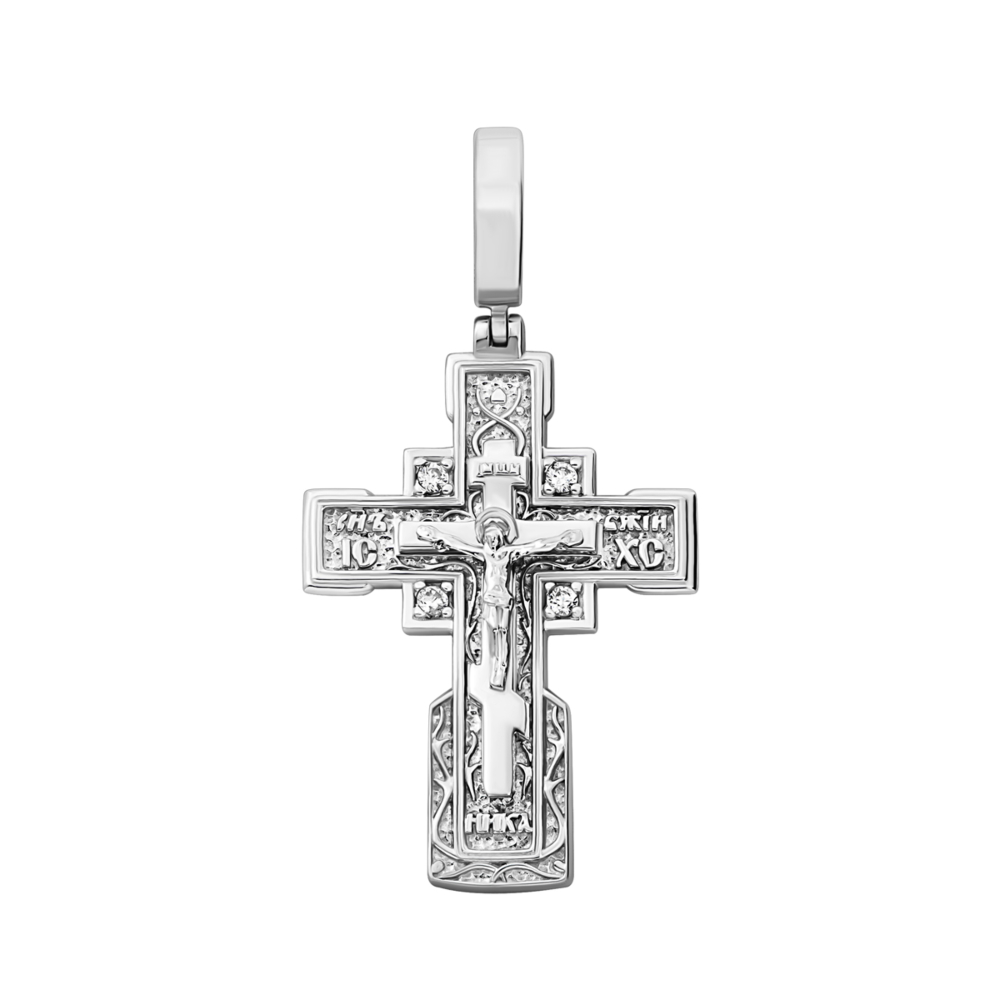 Серебряный крестик с фианитами. Артикул UG52-0509.0.2