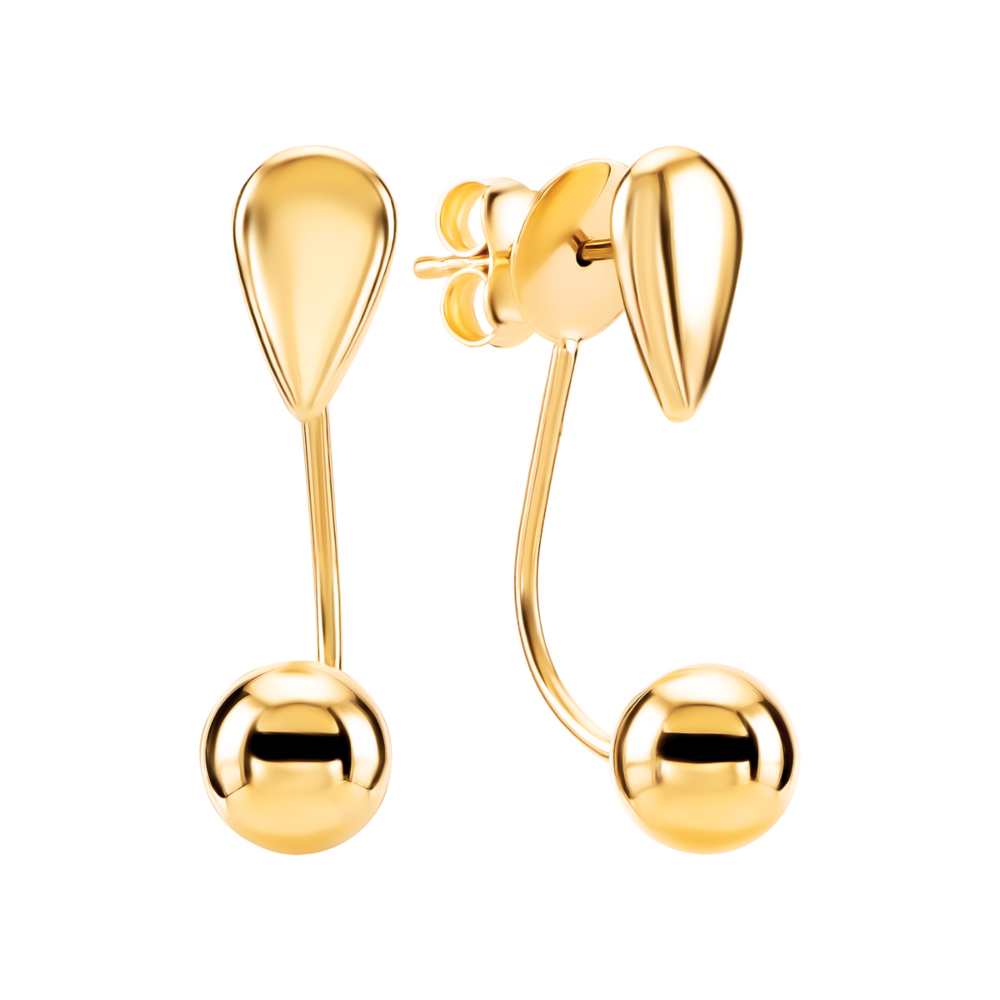 Золотые пусеты 2 в 1. Артикул UG52/50/876/2