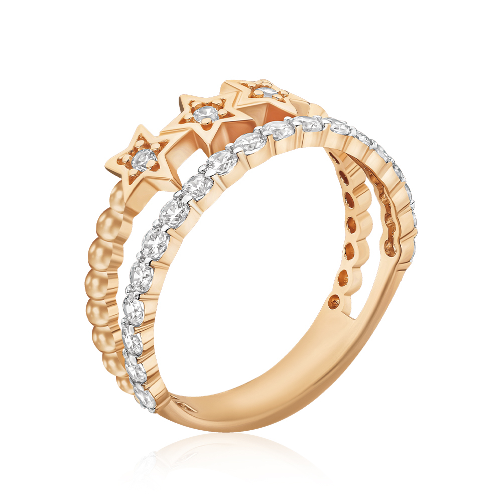 Золотое кольцо с фианитами 18569/01/1/147