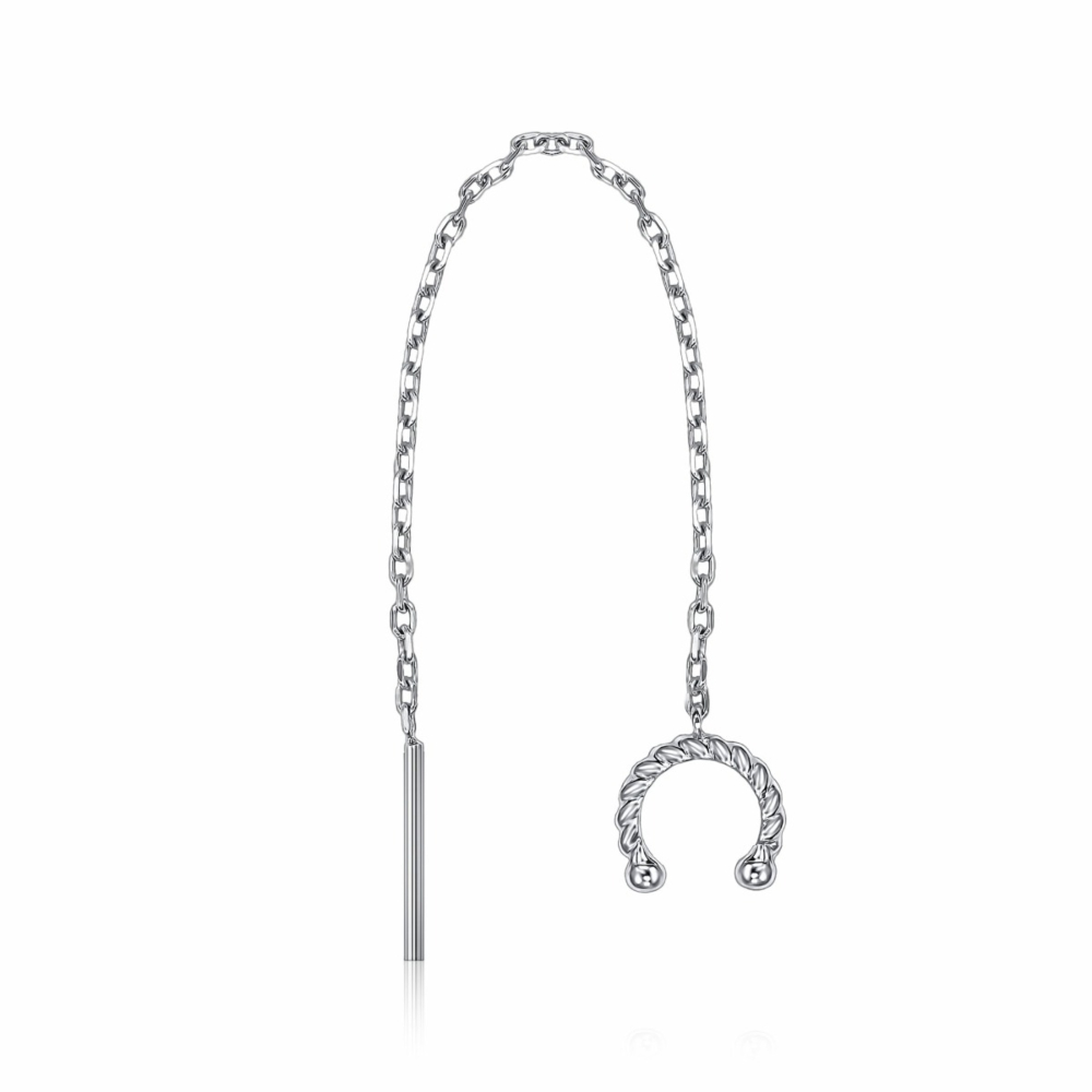 Серебряная серьга-протяжка в одно ухо без вставки 20615/1-АР