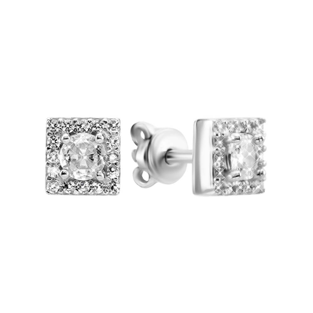 Серебряные пусеты с фианитами. Артикул UG520732
