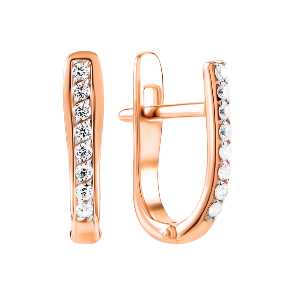 Золотые серьги с фианитами. Артикул UG521/0415/01/01/01