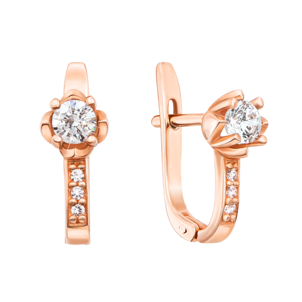 Золотые серьги с фианитами S​ Zirconia. Артикул 21004/SW