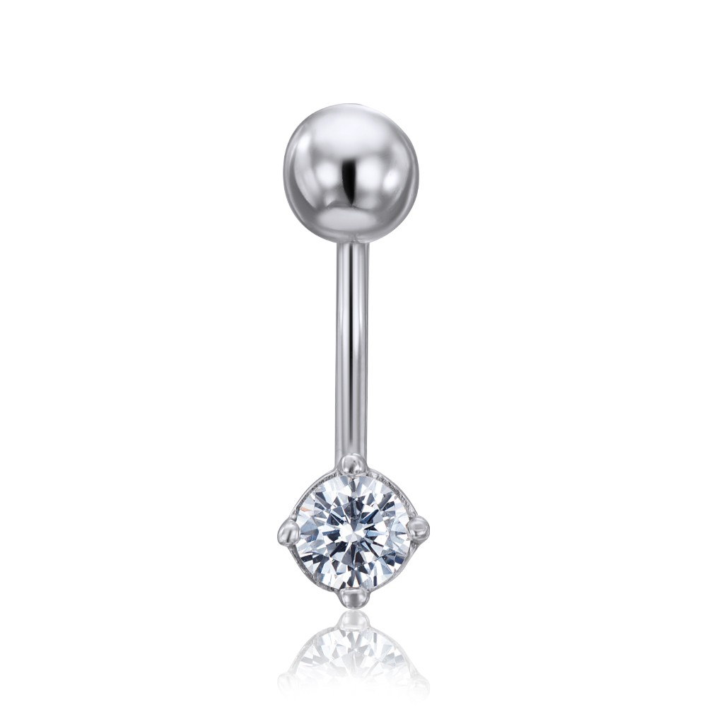 Золотая серьга-пирсинг с фианитом S Zirconia. Артикул 21070/б SW