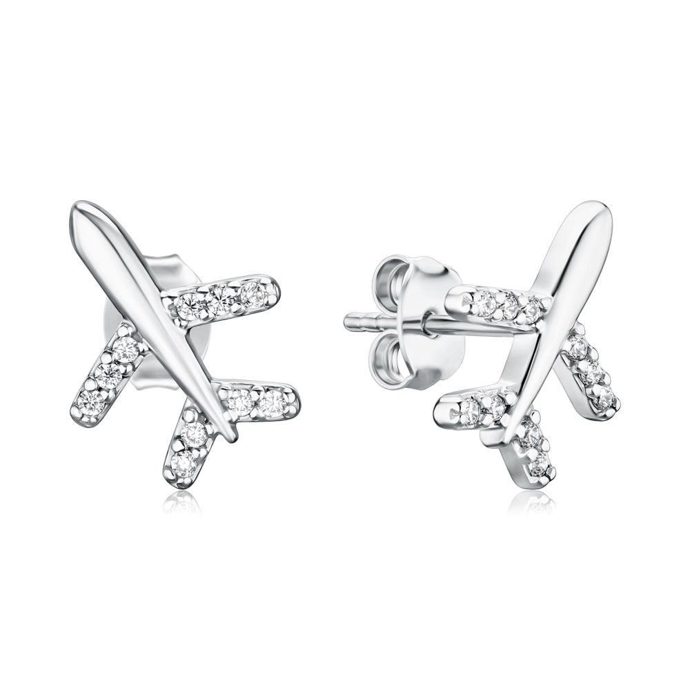 Срібні сережки з фіанітами 21091-50р