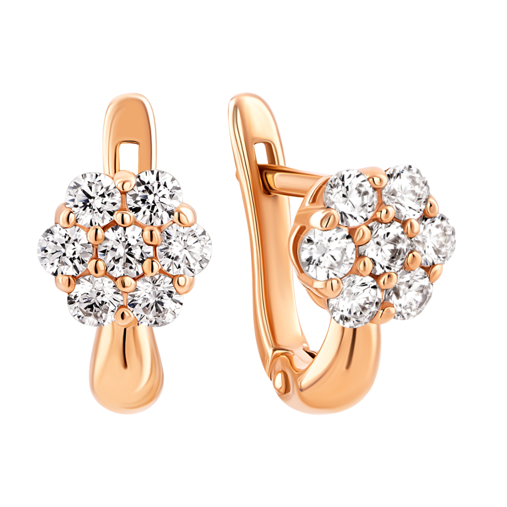 Золотые серьги с фианитами. Артикул UG5210913110101