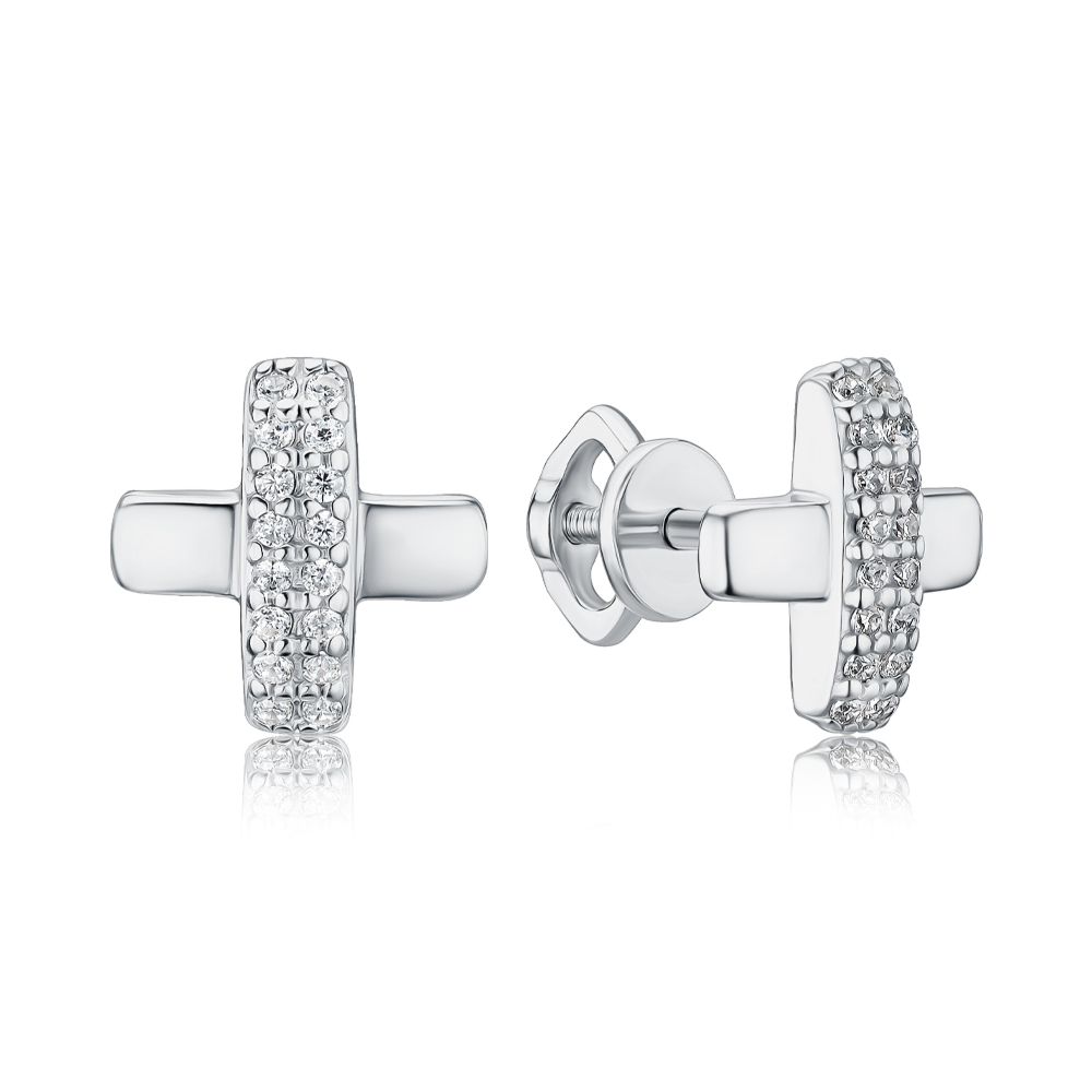 Срібні сережки з фіанітами 21178р