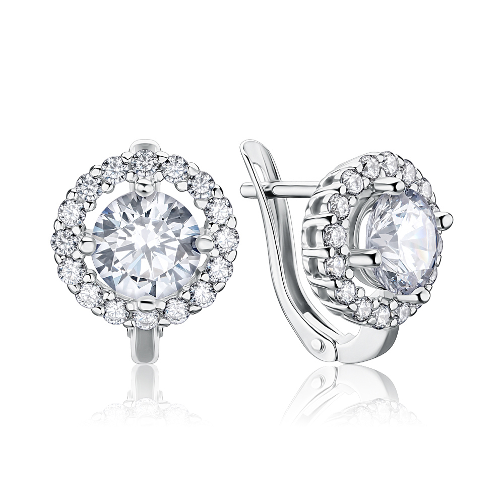 Золотые серьги с фианитами Tesori 21218/02/1/4265