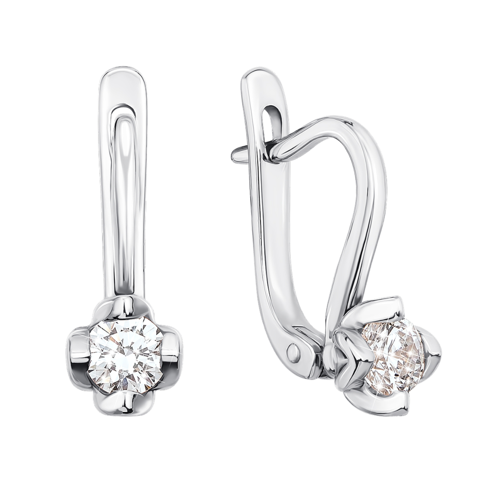 Золотые серьги с фианитами S​ Zirconia. Артикул 21274/б SW