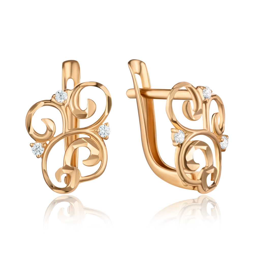 Золотые серьги с фианитами 21455