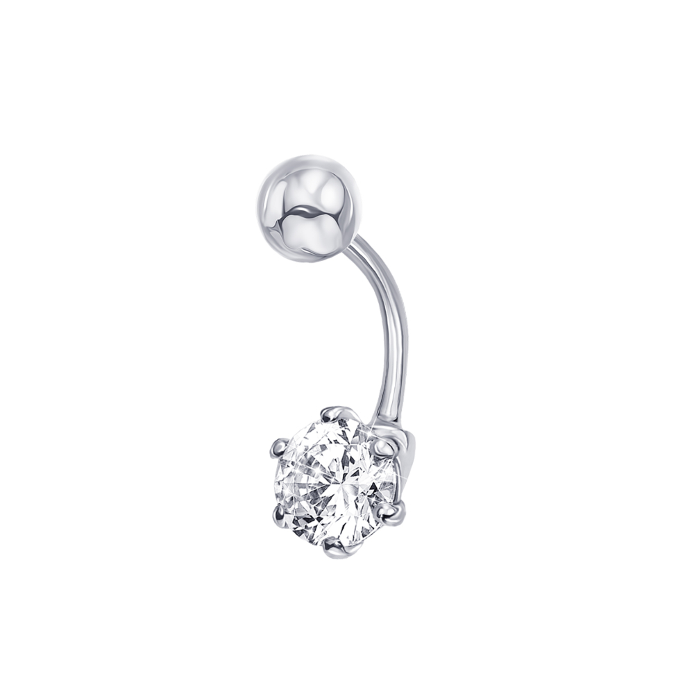 Золотая серьга-пирсинг с фианитом S Zirconia. Артикул 21482/б SW