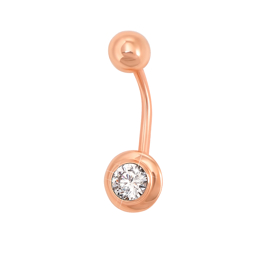 Золотая серьга-пирсинг с фианитом S Zirconia. Артикул 21485/SW