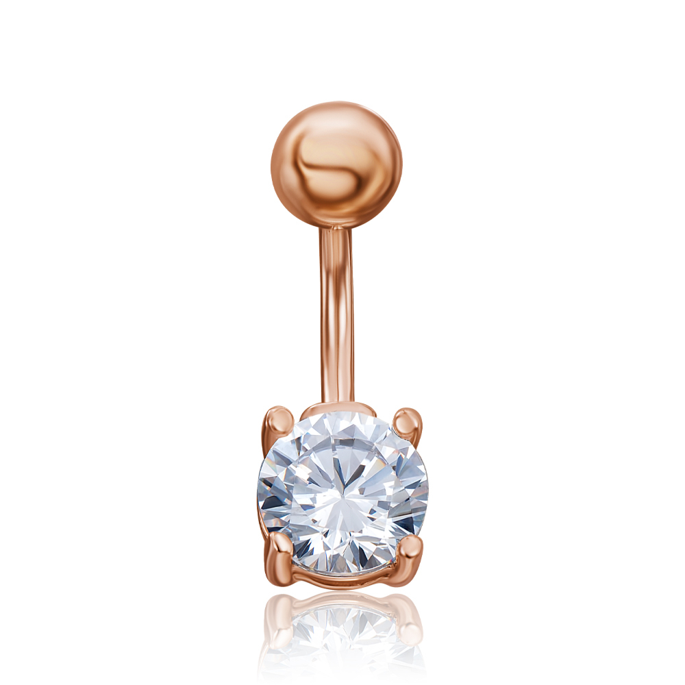 Золота сережка-пірсинг з фіанітом S Zirconia. Артикул 21495/SW