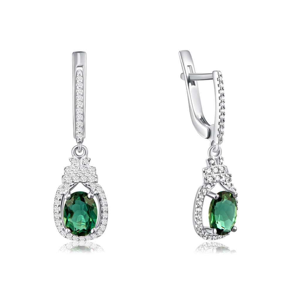 Серебряные серьги с кварцем. Артикул 2150/1р-QGR