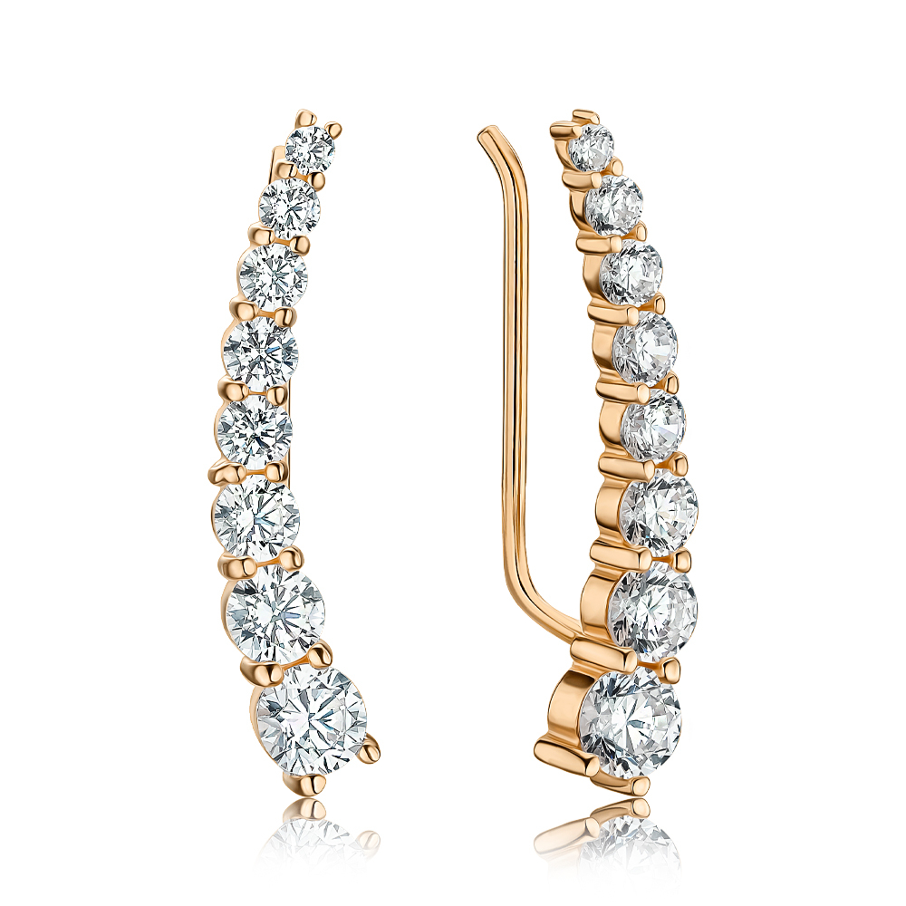 Золотые серьги-каффы с фианитами Tesori 21795/01/0/4202