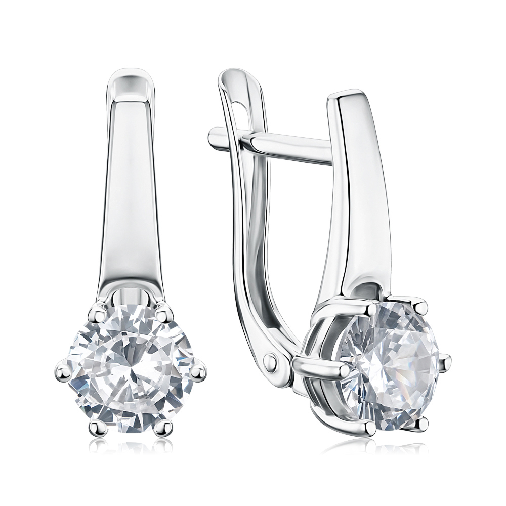 Золотые серьги с фианитом 21880/02/1/25