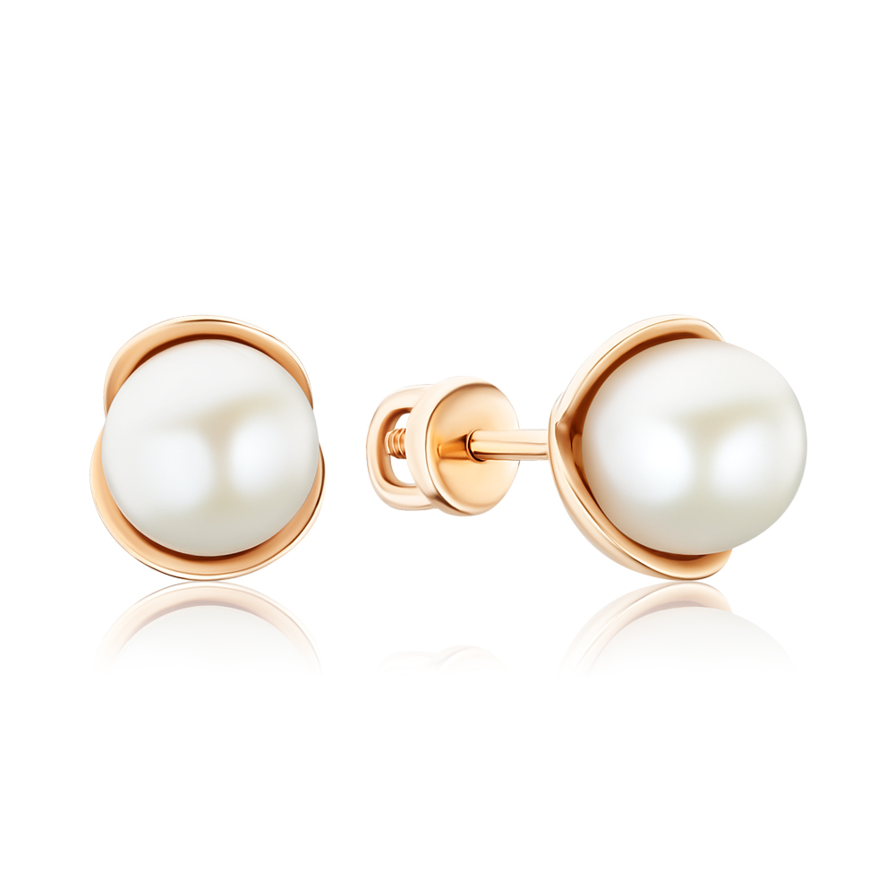 Золоті сережки-пусети з перлами 2191006101-E/01/4803