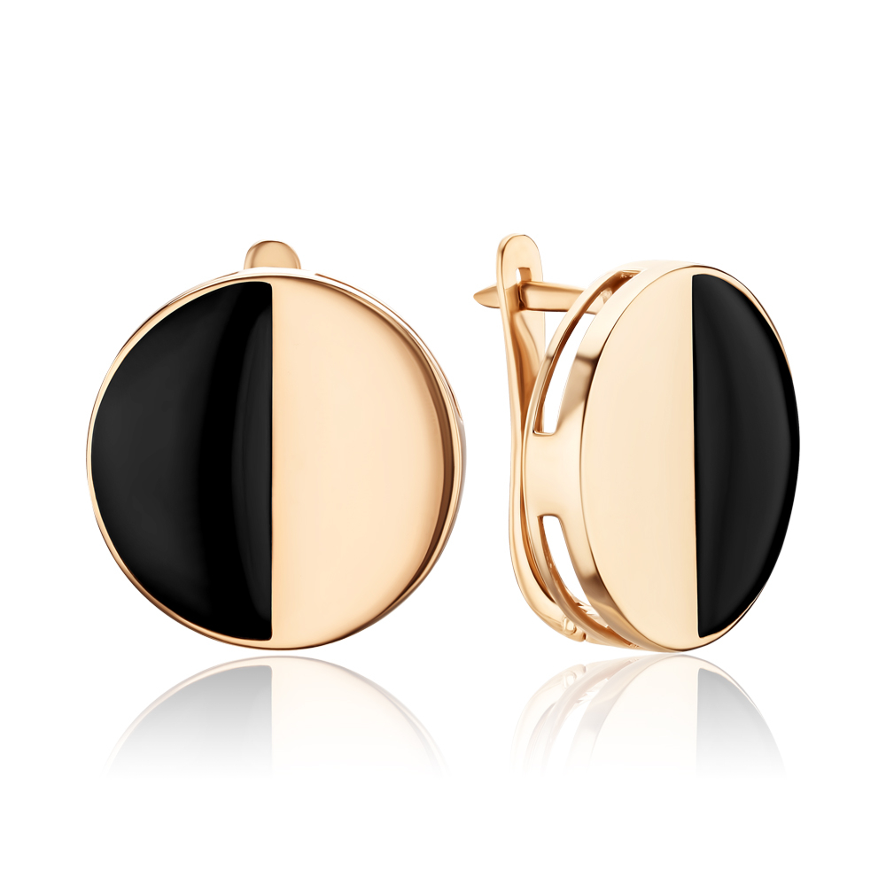 Золоті сережки з чорною емаллю 2191897101-E/01/389