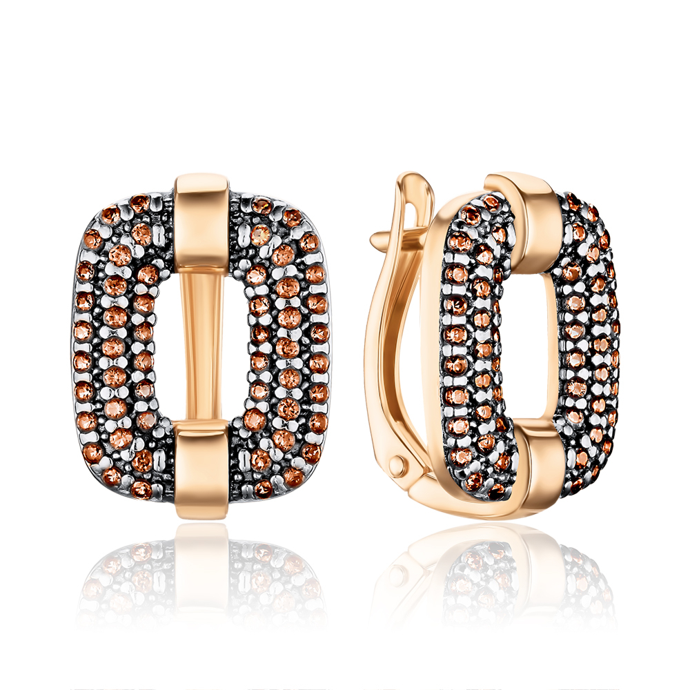 Золотые серьги с фианитами 22025/01/1/858